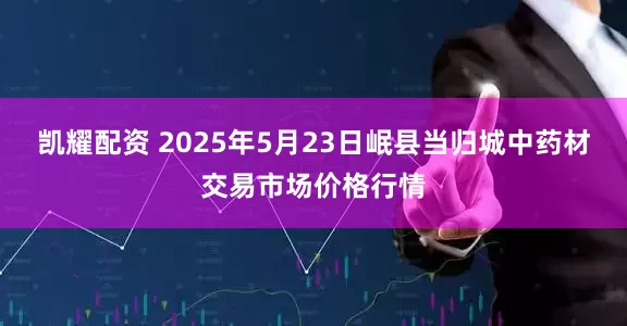 凯耀配资 2025年5月23日岷县当归城中药材交易市场价格行情