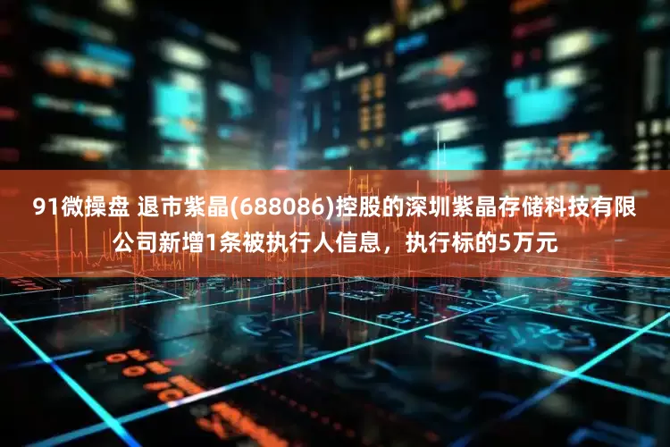 91微操盘 退市紫晶(688086)控股的深圳紫晶存储科技有限公司新增1条被执行人信息，执行标的5万元